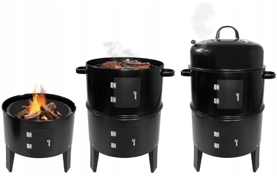 3-in-1 Grill, Roker & Vuurschaal - Staal met Thermometer — afbeelding 2