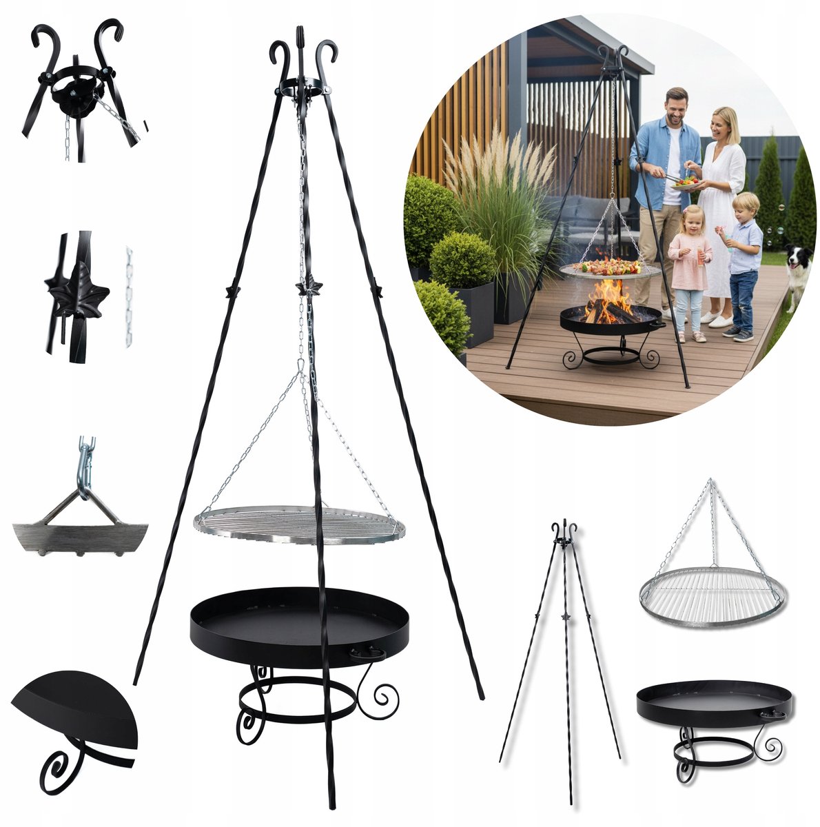 Tuin Grillschotel 2-in-1 met Vuurschaal & Ophangrooster - 60cm
