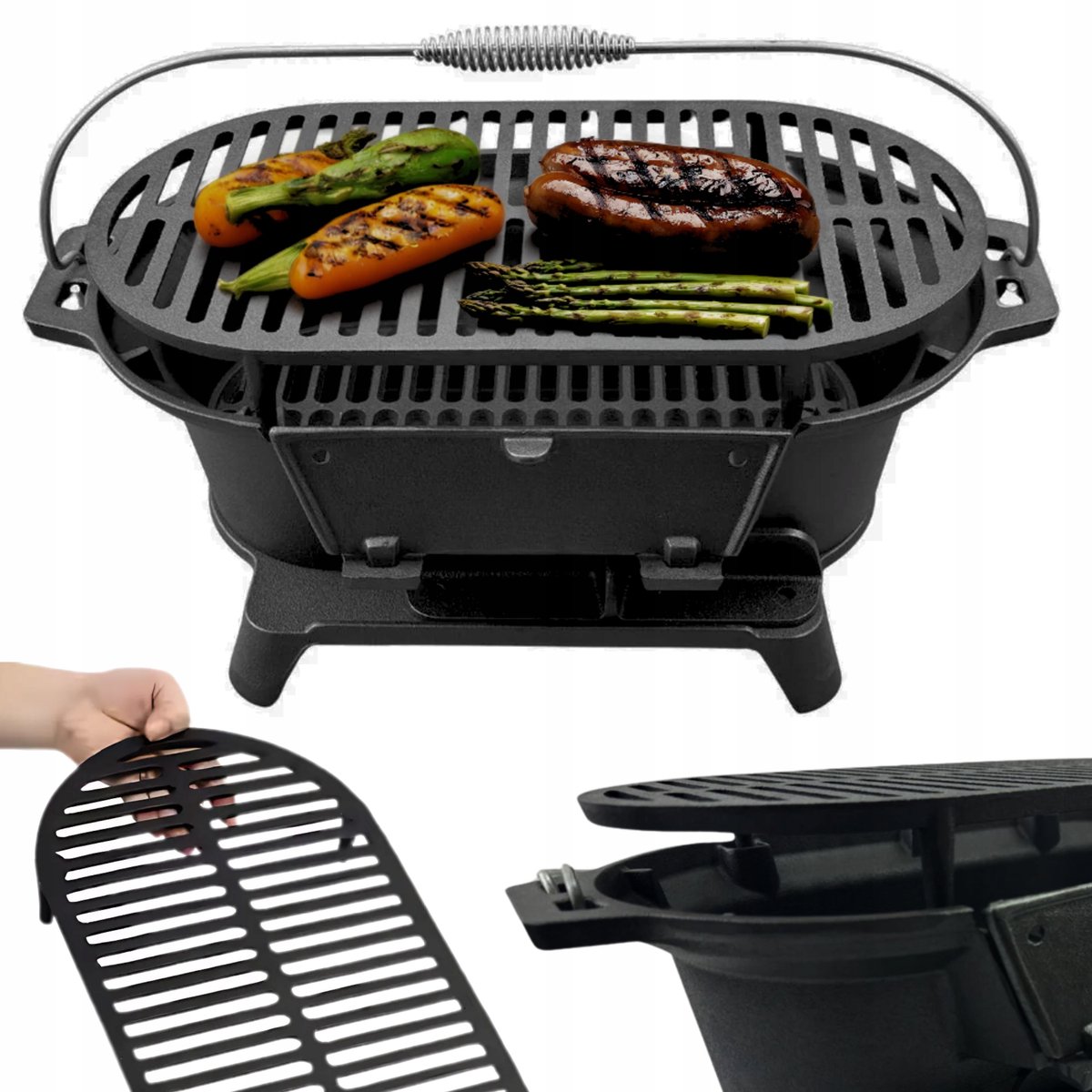 Gietijzeren Hibachi Grill - Compact & Draagbaar - 43x23cm Grilloppervlak