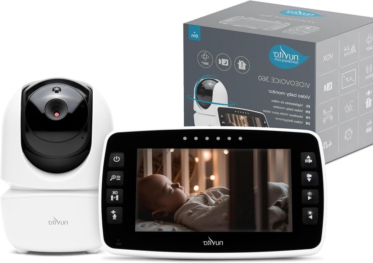 Videobabyfoon - Babycamera Monitor - Baby Bewaken - 360 Graden Camera - 11 x 155 cm - Wit