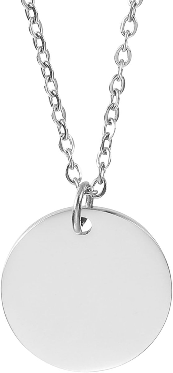 Ronde hangende ketting van roestvrij staal voor mannen en vrouwen, natuurlijke hanger, personaliseerbaar, gravure, halsketting, sieraden, geschenken, verjaardag, Valentijnsdag (0,8 inch
