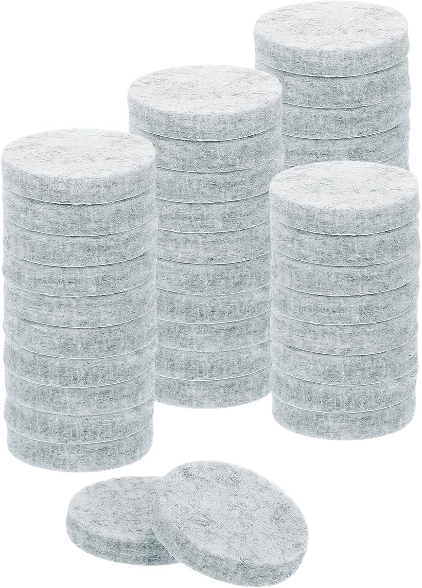 Ronde viltdoppen voor meubels, 40 stuks, 2,5 cm diameter x 0,5 cm, dikte met antislip en krasbestendige lijm, stoelpoten ter bescherming van houten vloeren, grijs