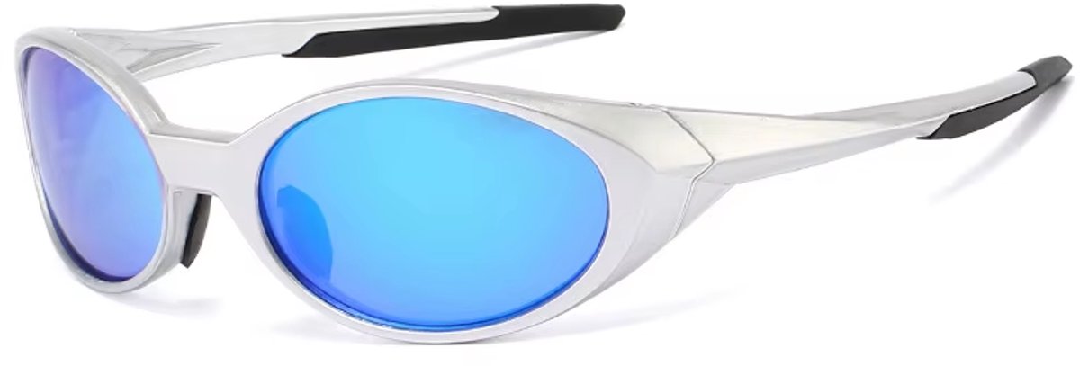 Hardloop Zonnebril - Zilver Frame - Blauwe Glazen - Gepolariseerd