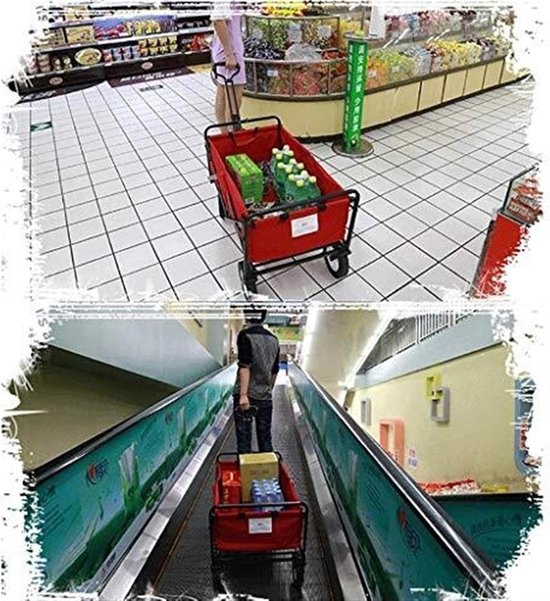 Bolderkar Opvouwbaar - Tuinkar Transportkar - Boodschappen Vervoeren - Grote Capaciteit - 73x485x90cm - Grijs van Bolderkar Opvouwbaar — afbeelding 3