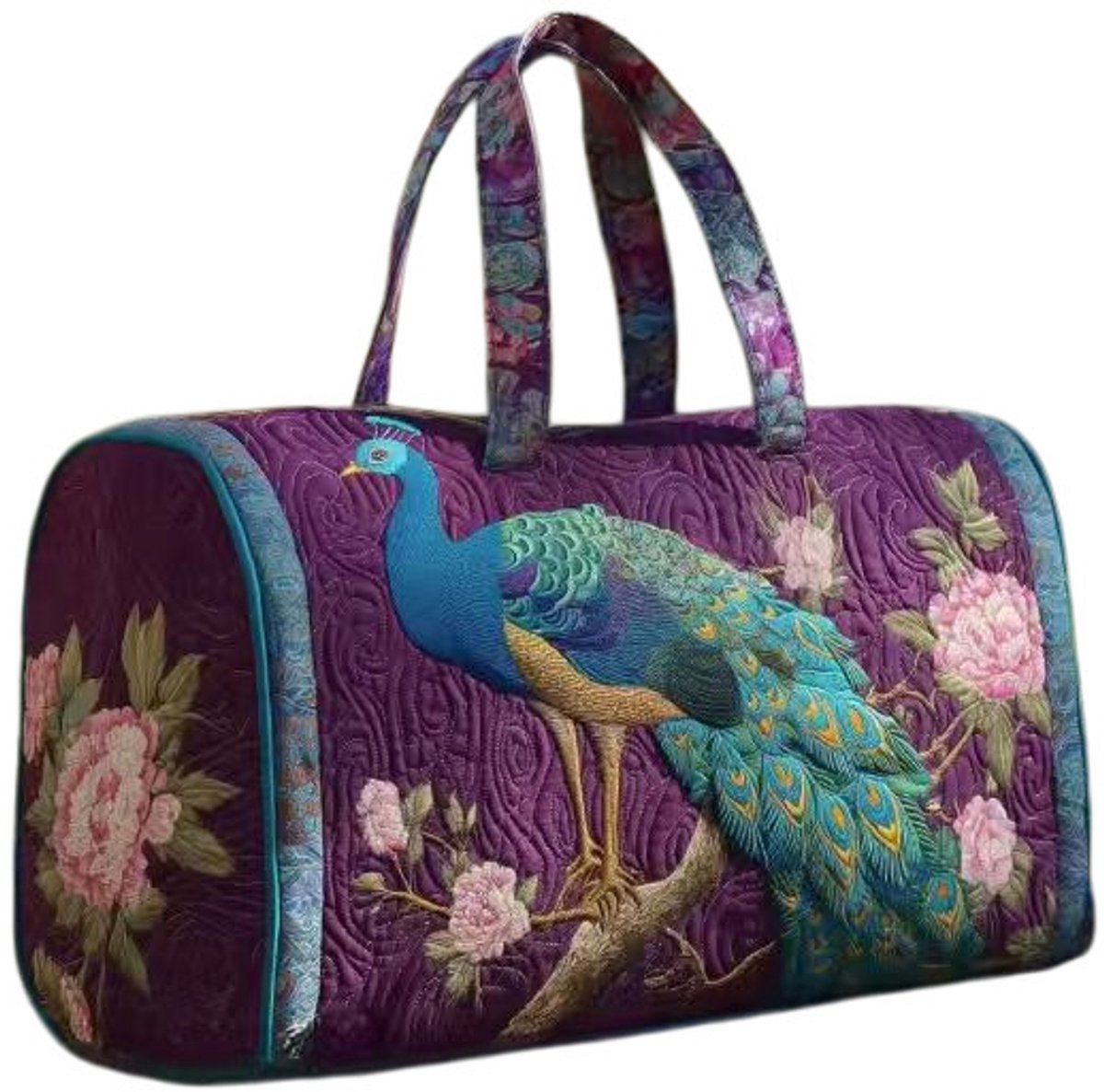 Textielen tas, retro bloemenprint in 3D-stijl, boho-stijl voor reizen en sport, meerkleurig, groot (18 x 9 x 9 inch)，54 modellen