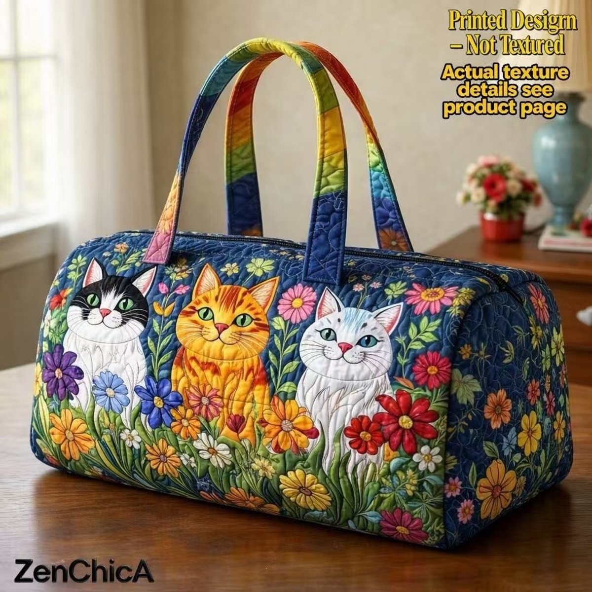 Textielen tas, retro bloemenprint in 3D-stijl, boho-stijl voor reizen en sport, meerkleurig, groot (18 x 9 x 9 inch)，99 modellen