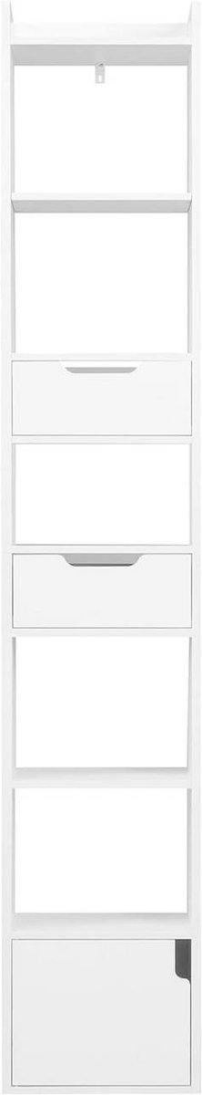 SureDeal® - boekenkast - Staande plank - Planken - 2 lade - 1 deur - Gemaakt houtmateriaal - 33x24x181 cm - Wit