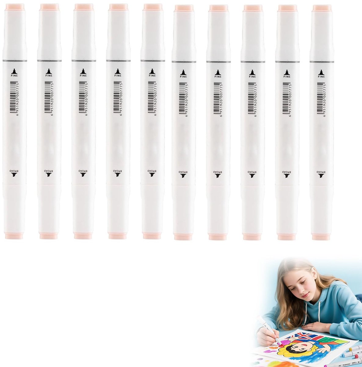 SnelShoppen - TUKNN Manga Markeerstiften, dubbele tips viltstiften voor illustratie, sneldrogende graffiti-markeerstiften, 10 verschillende kleuren vo