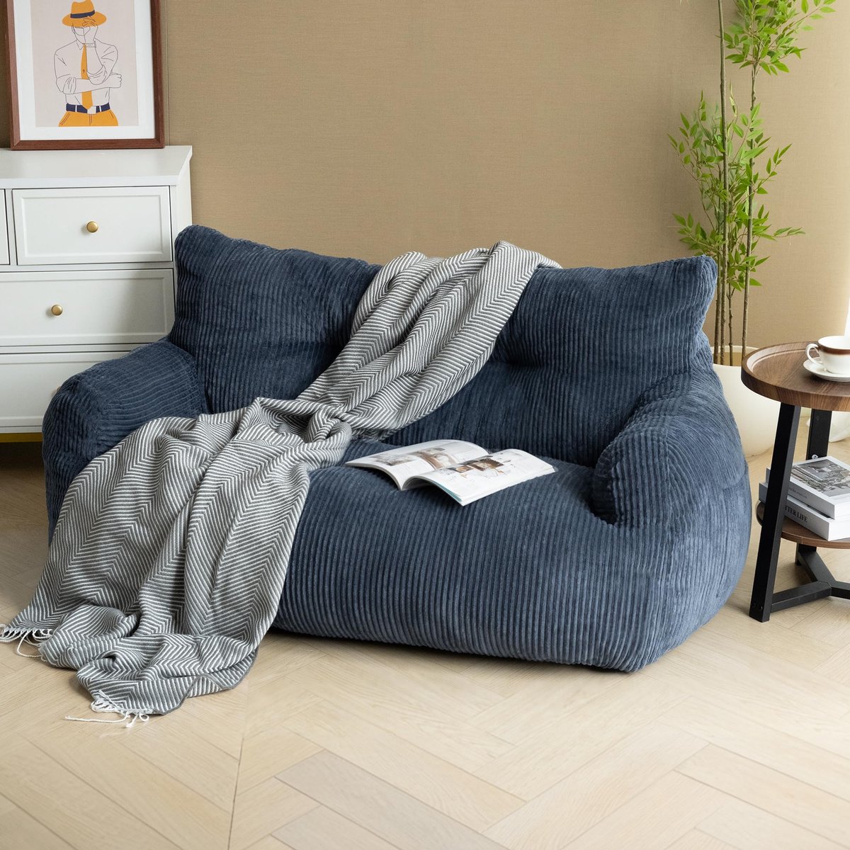 SnelShoppen - Pamapic Zitzak, Loungestoel voor Volwassenen, Ergonomische Zitzak met Draagbare Handgreep, Moderne Beanbag, Indoor Zitzak voor Woonkamer
