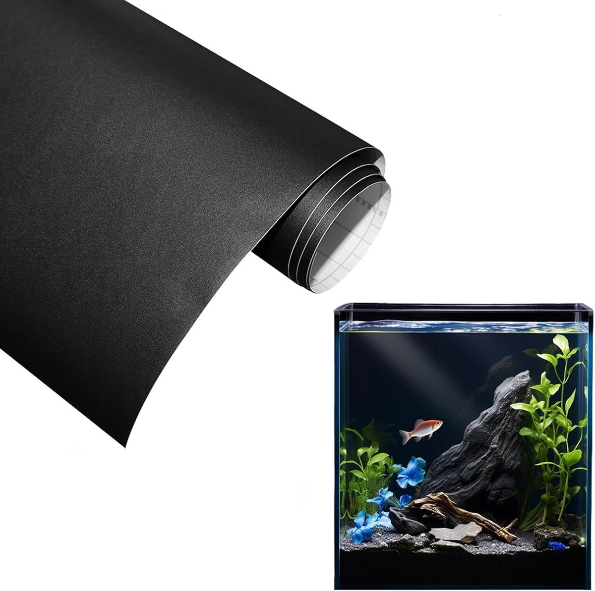 zelfklevende aquariumachtergrond zwart, 30 x 200 cm aquariumfolie achterwand, aquariumsticker achtergrond, aquariumbehangdecoraties voor aquaria