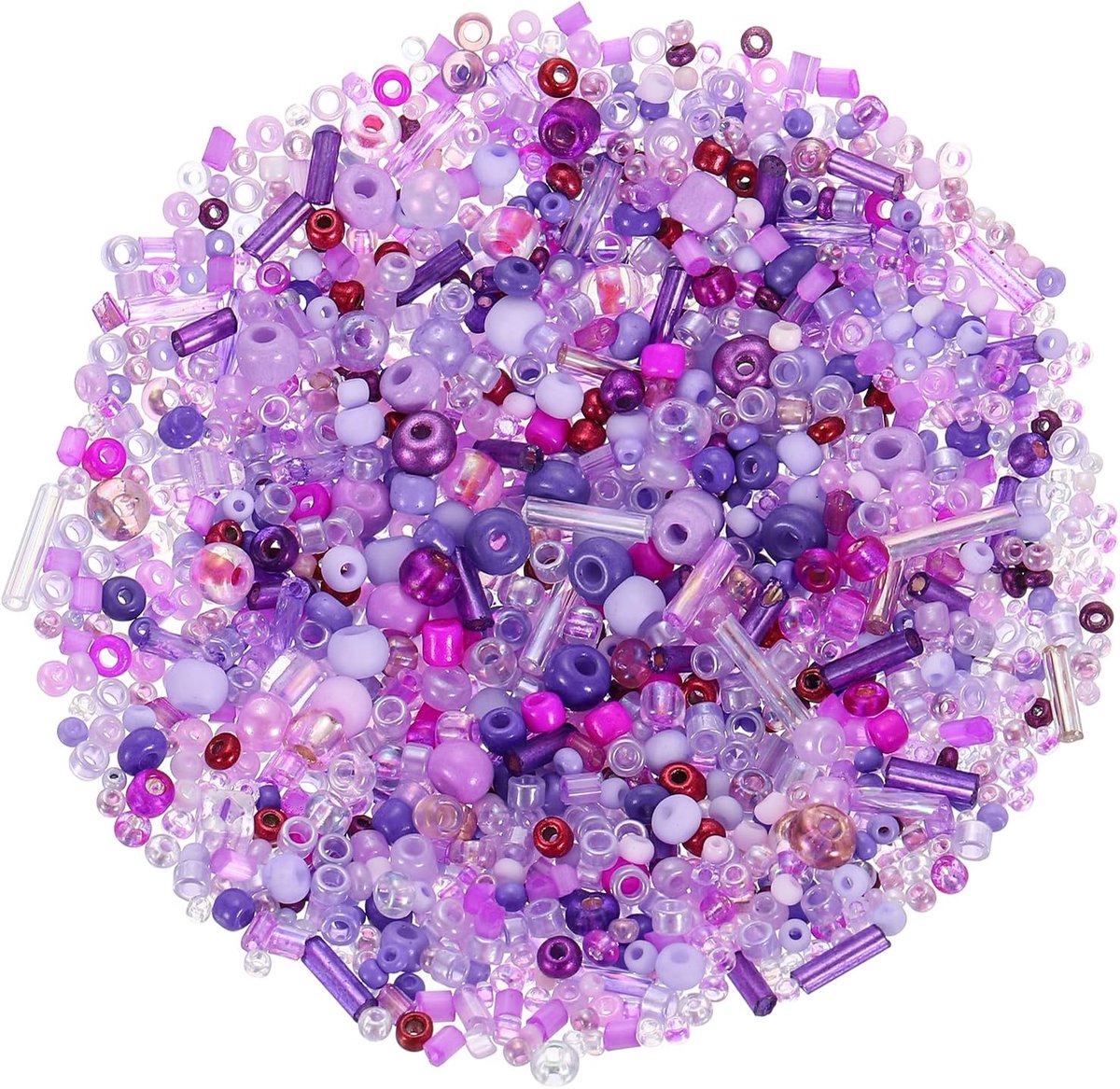 Kralen om te rijgen, 2-4 mm, mini gemengde kralenset, buisjes, losse knutselkralen, kralen, tussenkralen voor armbanden, zelf maken, doe-het-zelf halskettingen, paars