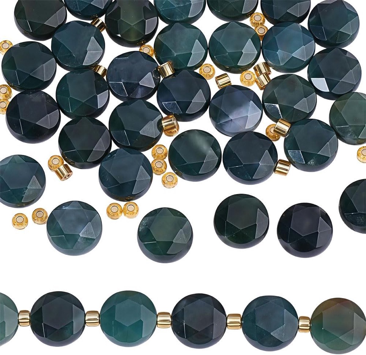 Kralen natuurlijke edelsteen losse kralen groothandel donkergroene losse agaat kralen voor sieraden maken doe-het-zelf armband halsketting oorbel handwerk kralen