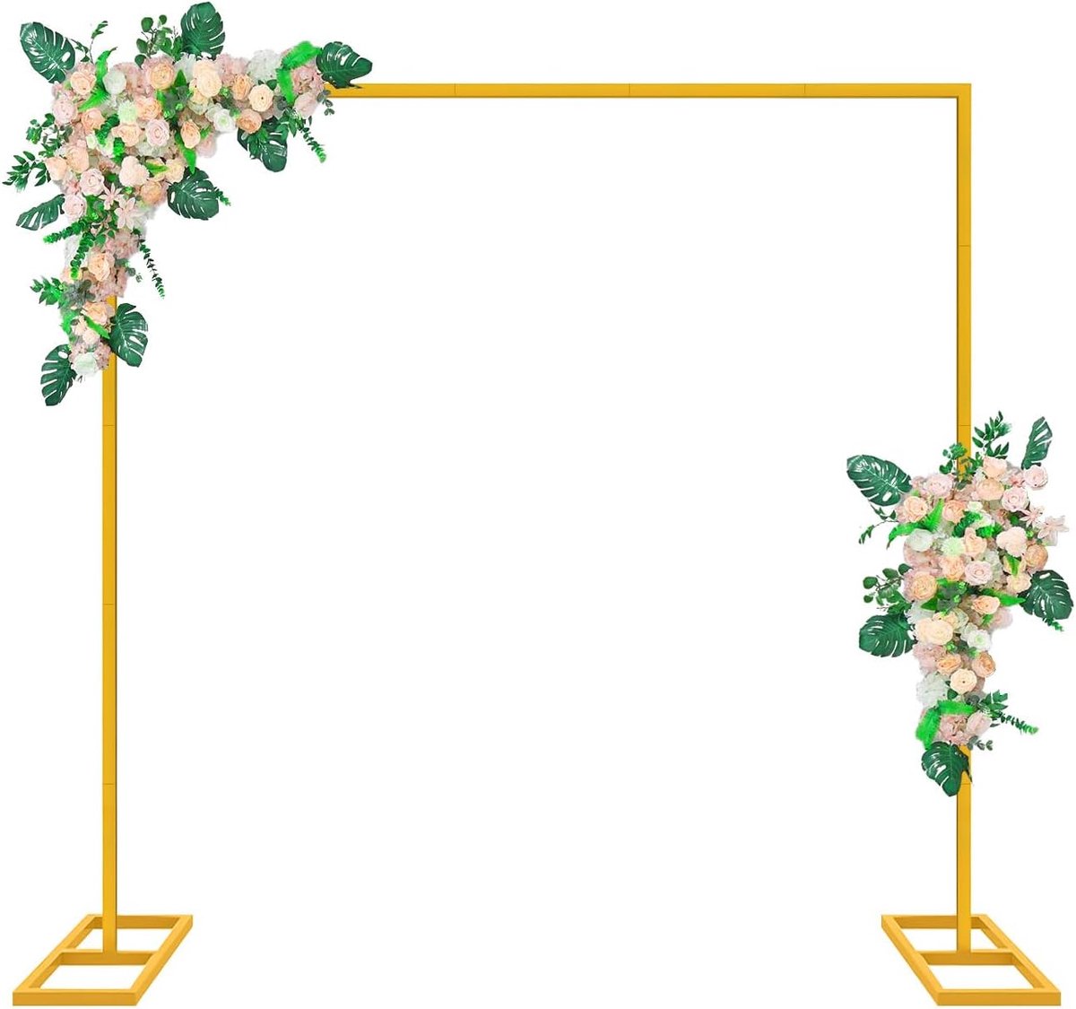 2,5 * 2,5m bruiloftsboog-achtergrondstandaard, vierkant, goudkleurig, metalen boog, achtergrond voor huwelijksceremonie, fotoautomaten, verjaardag, feestdecoratie goud