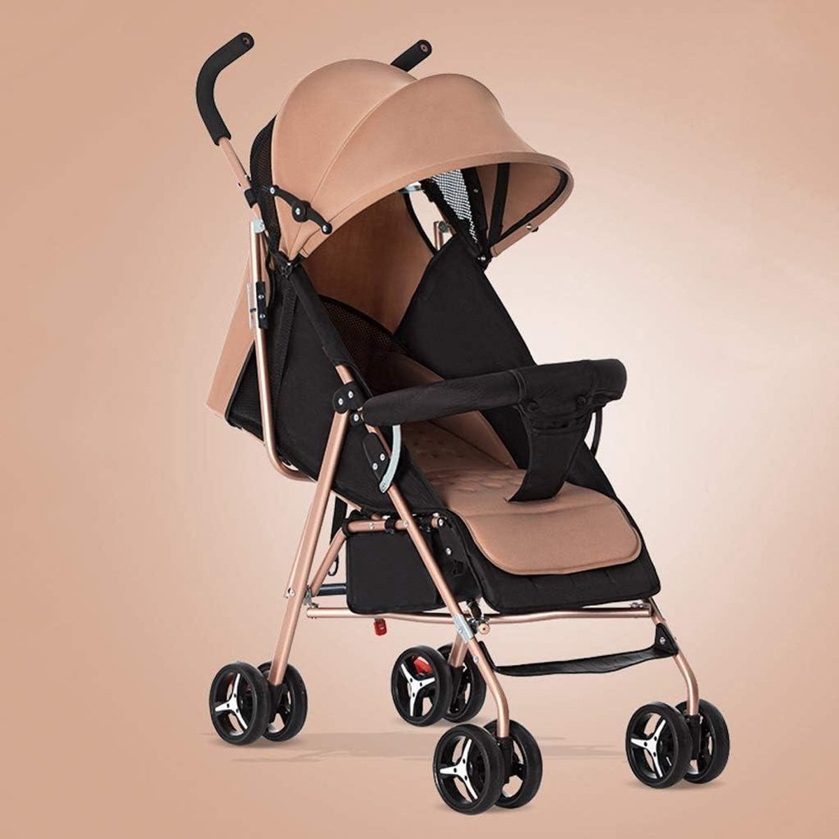 Compacte Kinderwagen - Buggy Reiswieg - Comfortabel Reizen - Anti-Shock Ontwerp - 46 x 63 x 94 cm - Bruin