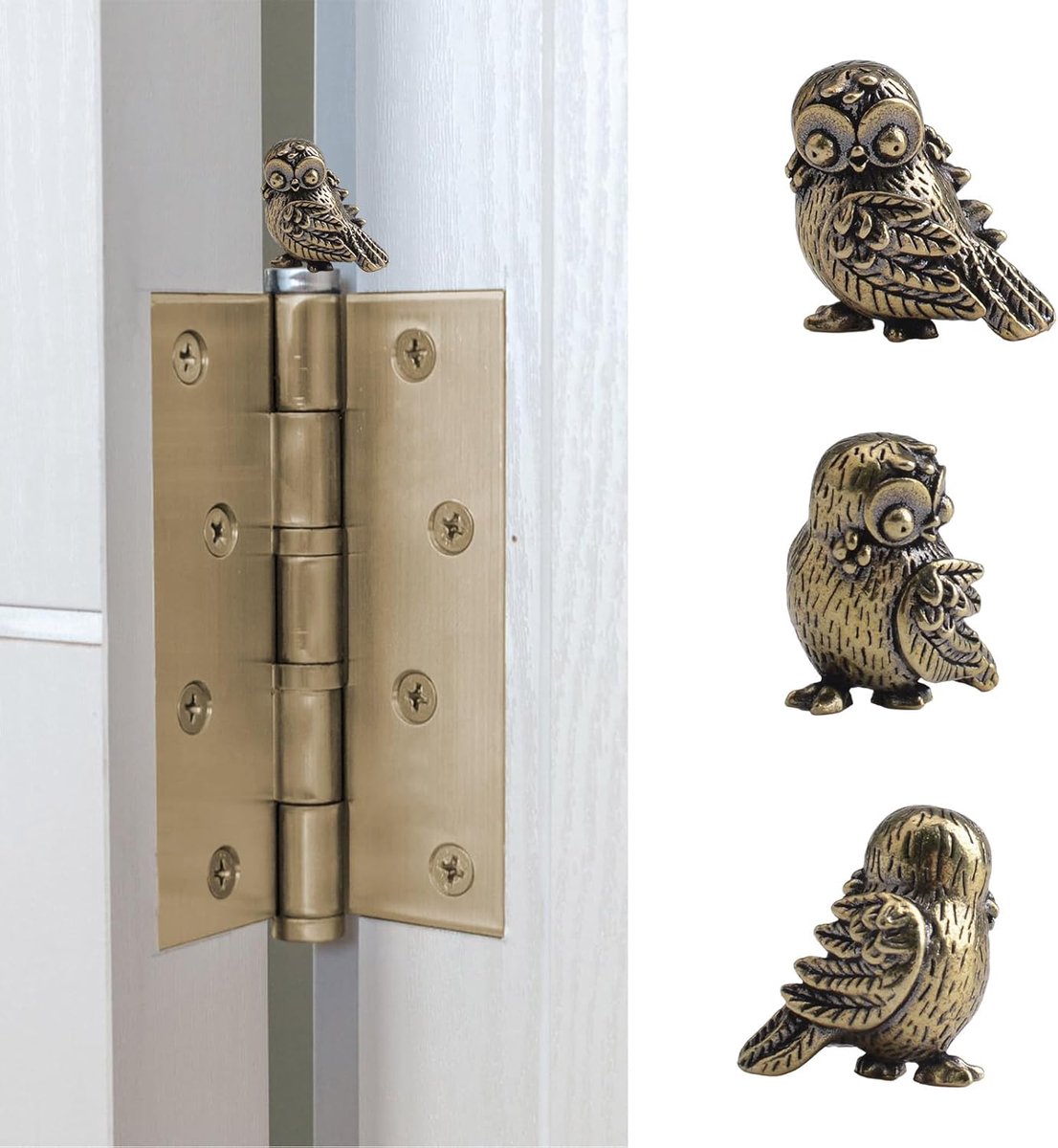 Hoofd Woondecoratie 3 Stks Magnetische Vintage Mini Uilen Scharnier Decoratieve Topper Creatieve Gebronsde Dier Scharnieren Hoofd Magneten Ornamenten