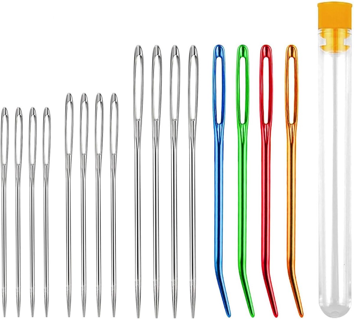 iCovalescent 16-delige set wollen naalden, borduurnaalden, wollen naalden, voor bekleding, wol, naaien, breien, macramé, naaiwerk, haakprojecten
