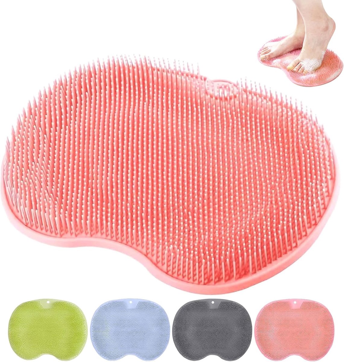 Voetscrubber voor douche, Douche deurmat, douche voet en rug schrobber, massage pad, voet borstel, massager reiniger met anti-slip zuignappen, siliconen massage pad, zuignappen bad massager pad
