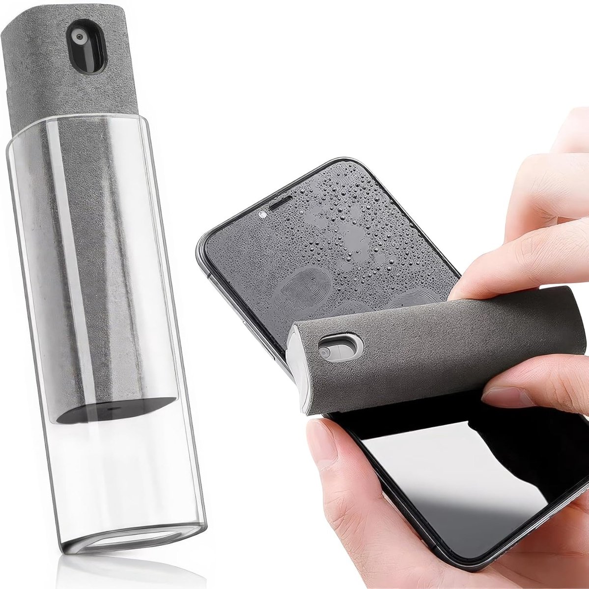 Schermreiniger Spray en doekje, Draagbare 3-in-1 Schoonmaakset voor Telefoon met Microvezeldoek, Anti-Vingerafdruk Reinigingskit voor Mobiel, Laptop, Tablet, TV en Autoscherm