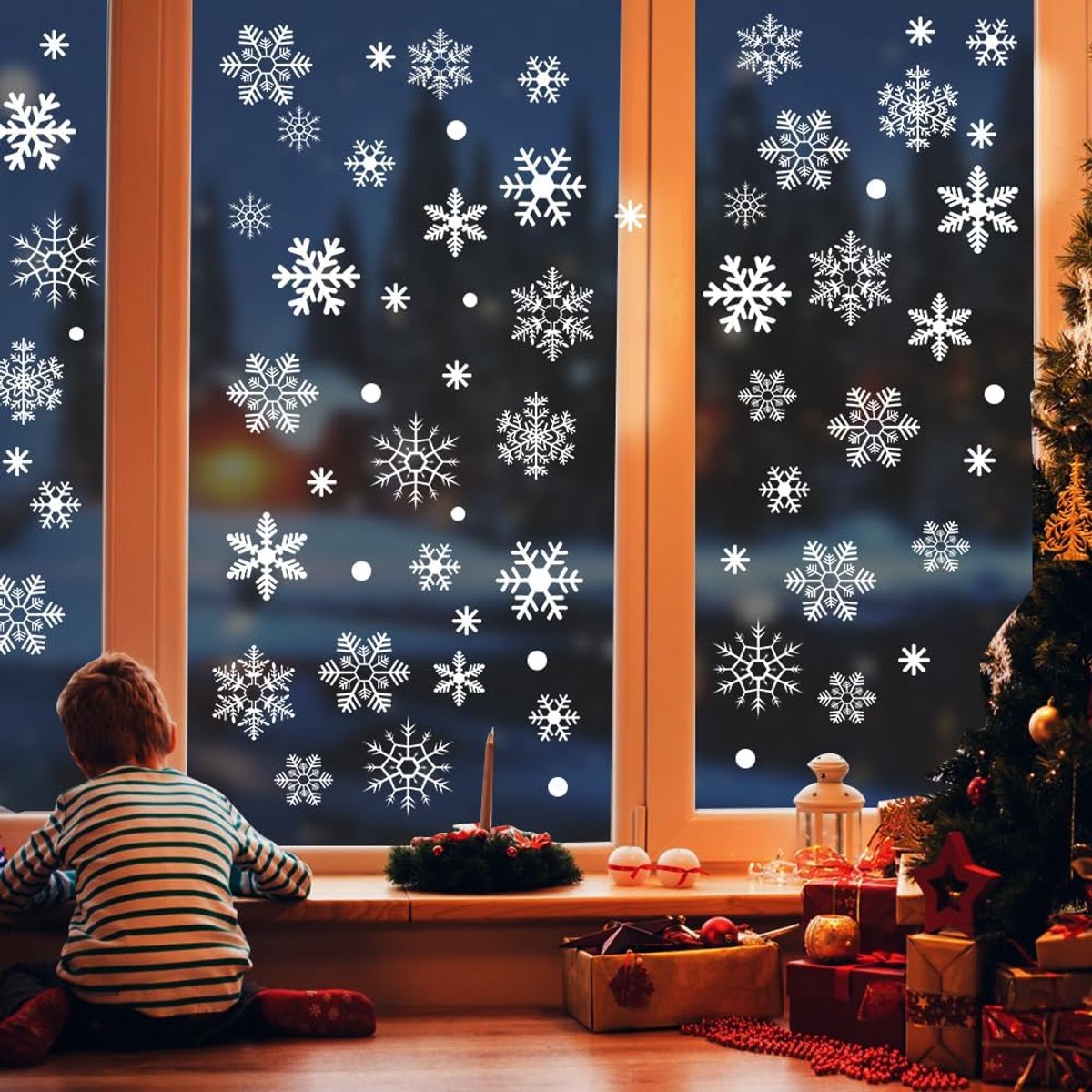 Raamstickers, sneeuwvlokken raamstickers decoratie voor raamruiten, herbruikbare statische zelfklevende PVC-stickers, winter sneeuwvlokken Vrolijk Kerstmis decoratie (10 vellen)