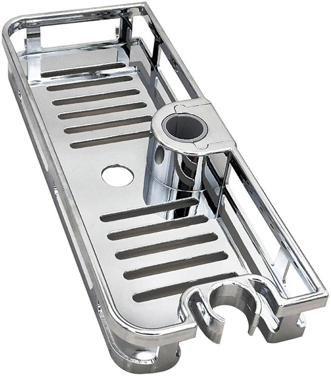 SnelShoppen - Badkamerrek zonder boren, multifunctionele douchecaddy voor rail met verstelbare standaard, ideaal voor badkamer, douche en toilet, wit