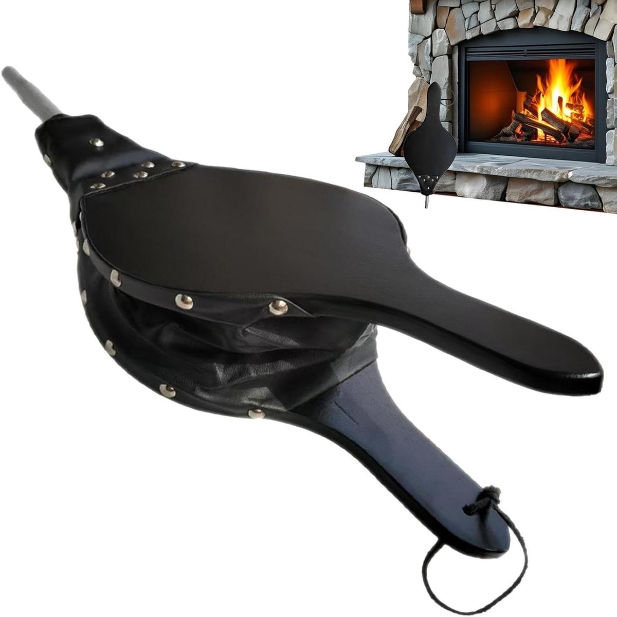 Haard Bellows - Houtkachel Ventilator - Vuur Aanmaken - Robuust Materiaal - 48 x 18.5 cm - Bruin