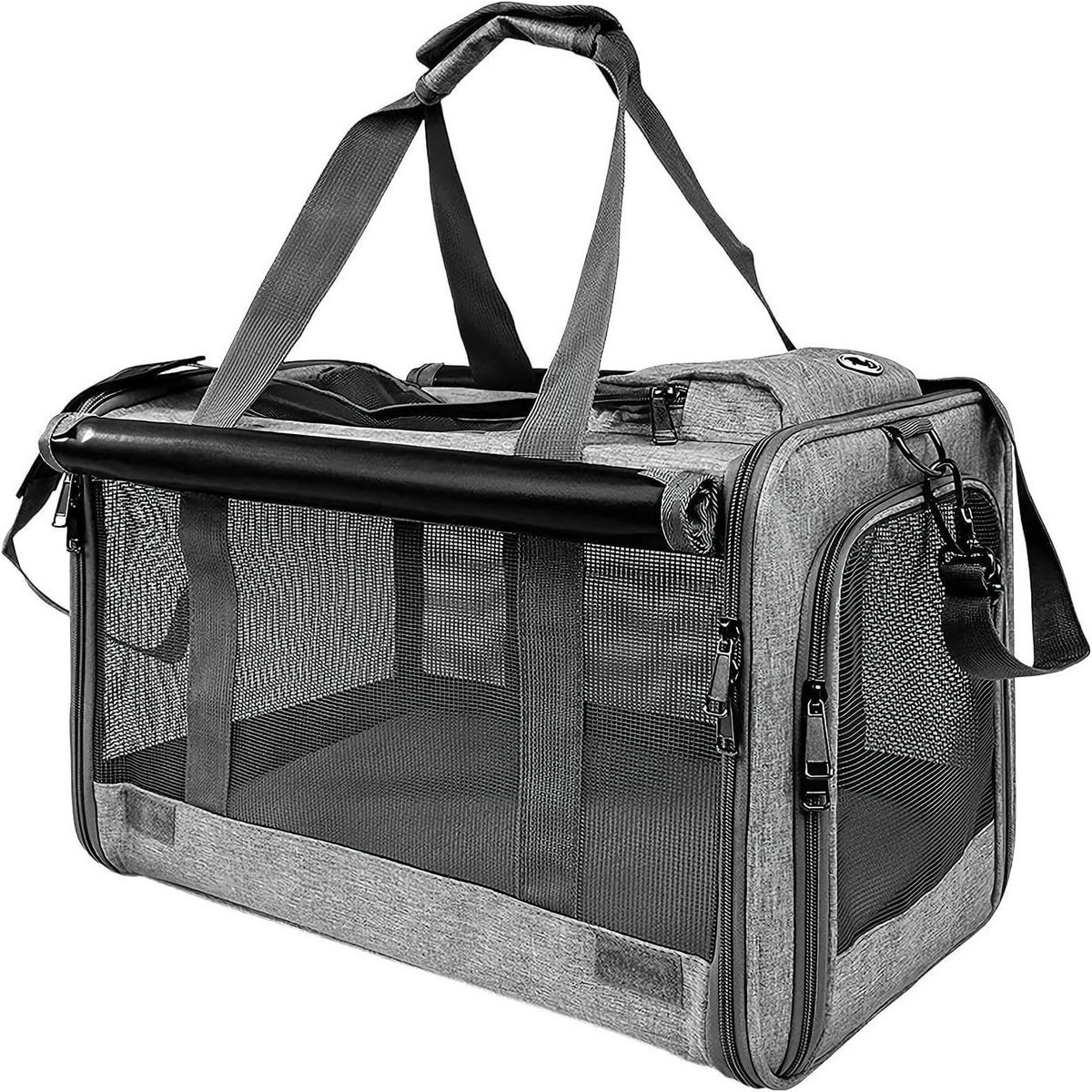 Kattenmand - Reistas Huisdier - Veilig Vervoeren - Ademend Mesh - 46 x 30 x 30 cm - Grijs