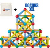 Fluffica Minds - 100 Delig Magnetische Bouwset - XXL - Magnetisch Speelgoed - Inclusief Opbergtas - Bouwstaafjes en Ballen - Educatief STEM Speelgoed - Constructiespeelgoed voor Kinderen - Sterke Magneten - Magnetic Toy