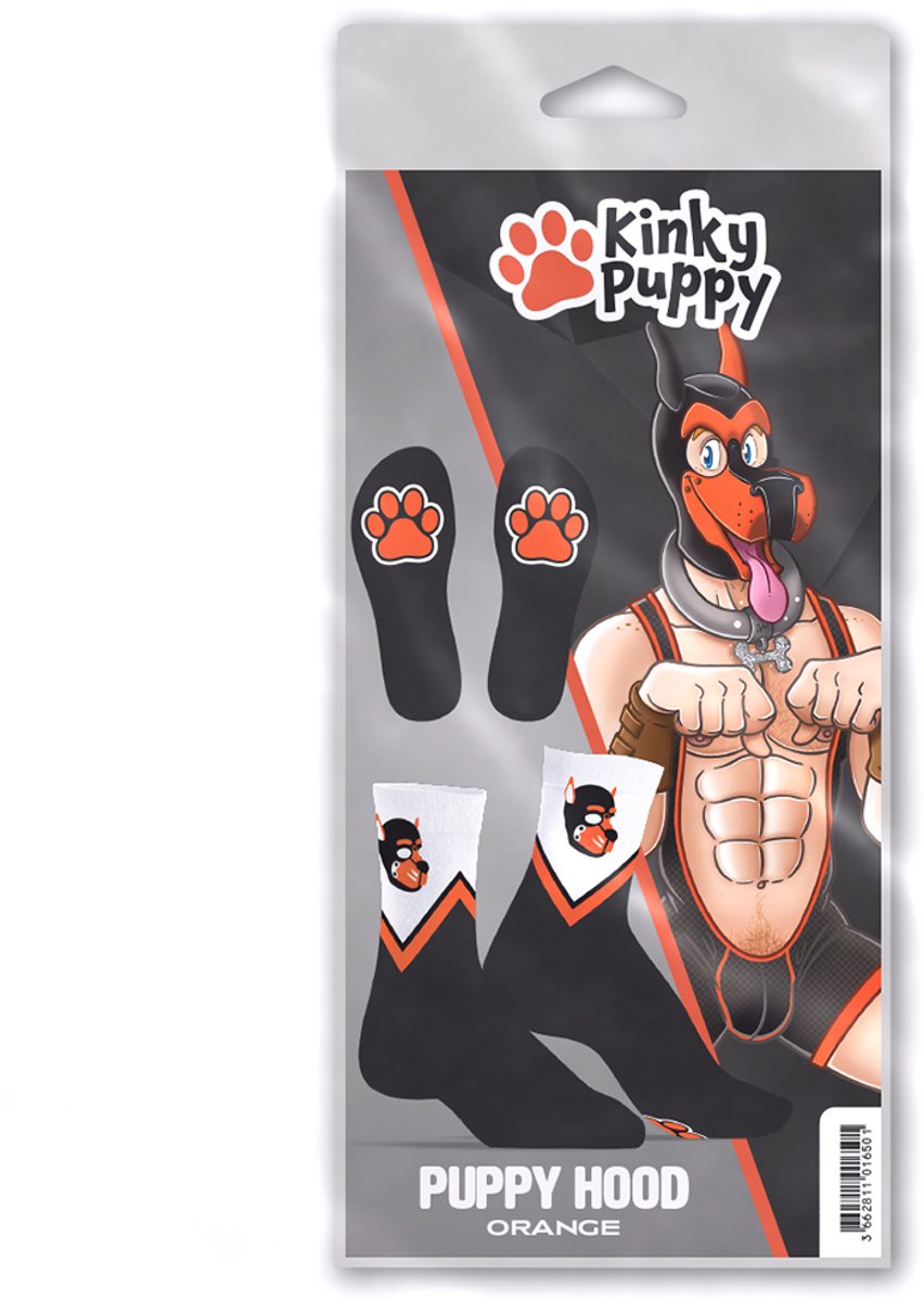 SneakXX - Sneaker Sokken PUPPY HOOD - Zwart/Oranje/Wit
