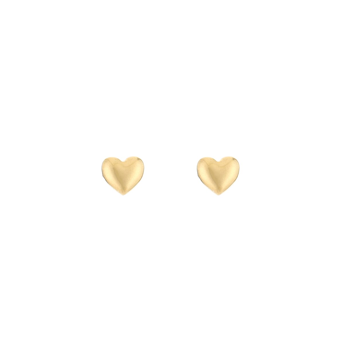 Stainless Steel Sculptural Puffy Heart Stud Earrings – Luxe Bolle Hart Oorstekers – RVS - Goud
