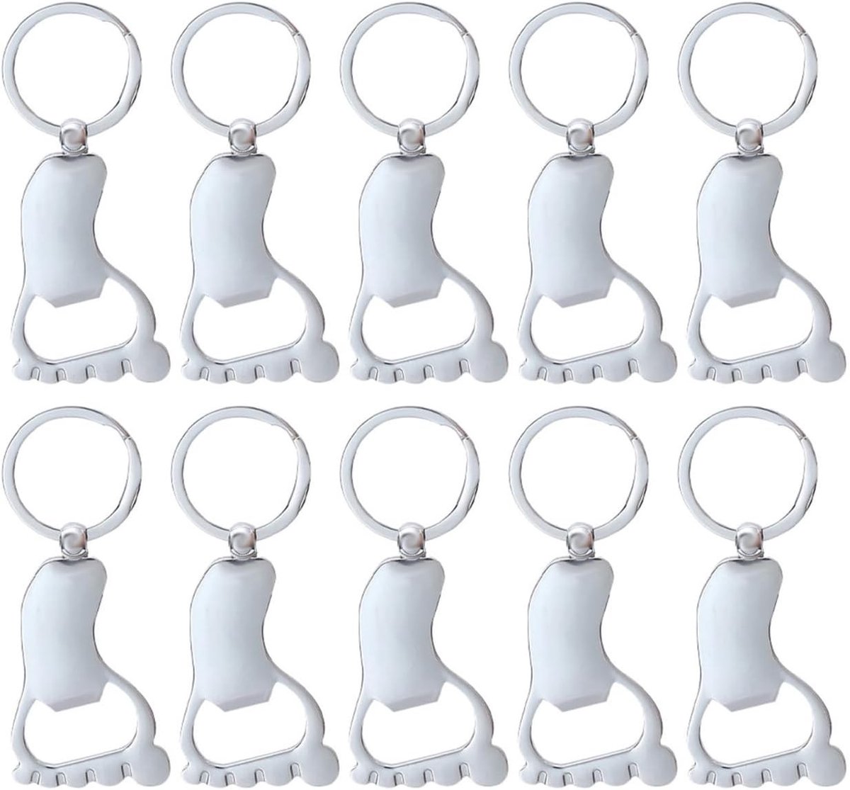 Set van 10 Draagbare Sleutelhanger Flessenopeners - Lichtgewicht en Duurzaam voor Bar, Keuken en Buitenactiviteiten