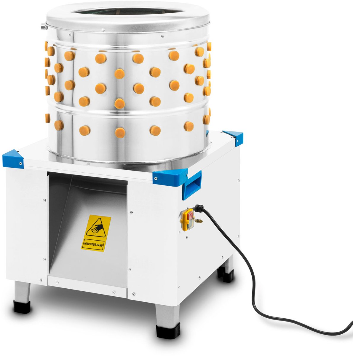 VERTES plukmachine voor gevogelte van roestvrij staal, plukmachine voor gevogelte met een capaciteit tot 180 kg/u en een vermogen van 550 watt, 106 plukvingers, plukmachine voor eenden, natte plukmachine, aansluiting voor koud water, uitwerpplad