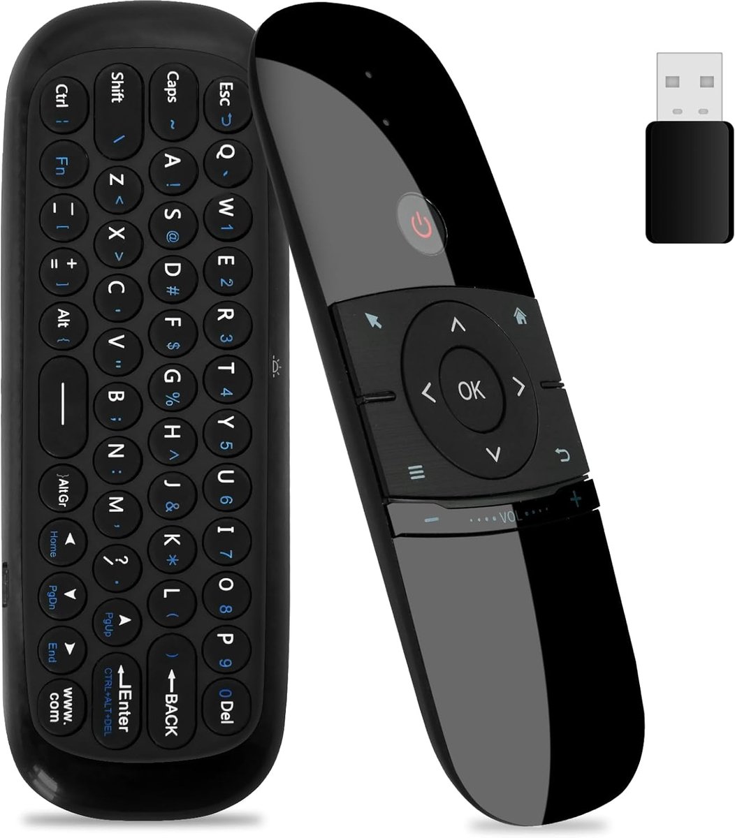SnelShoppen - Air Mouse afstandsbediening met IR-leerfunctie, 6-assen gyroscoop, toetsenbord en muisfunctie voor Nvidia Shield, Android TV Box, Smart