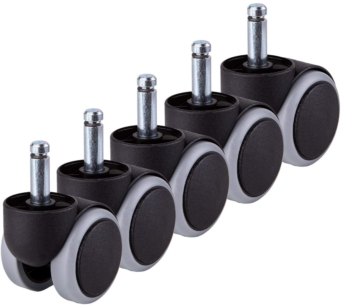 (Pack van 5 stuks) voor 1 stoel rubberen wielen 50 mm kantoorwielen draaibare vervanging dubbele wielen (5, Ø 10 mm)