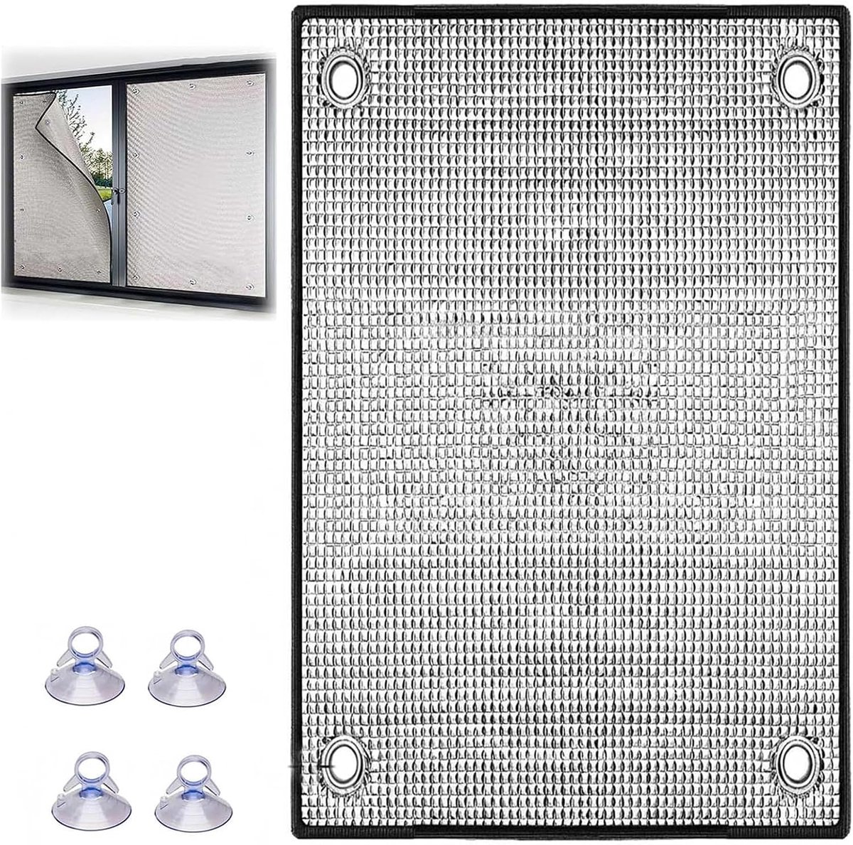 KZQ Verduisterende Dubbelzijdige Aluminium Raamfolie Met Zuignappen Warmtereflecterend Waterdicht Voor Zonwering En Privacy 70x100 Cm（1pc） Zoals in de figuur wordt getoond