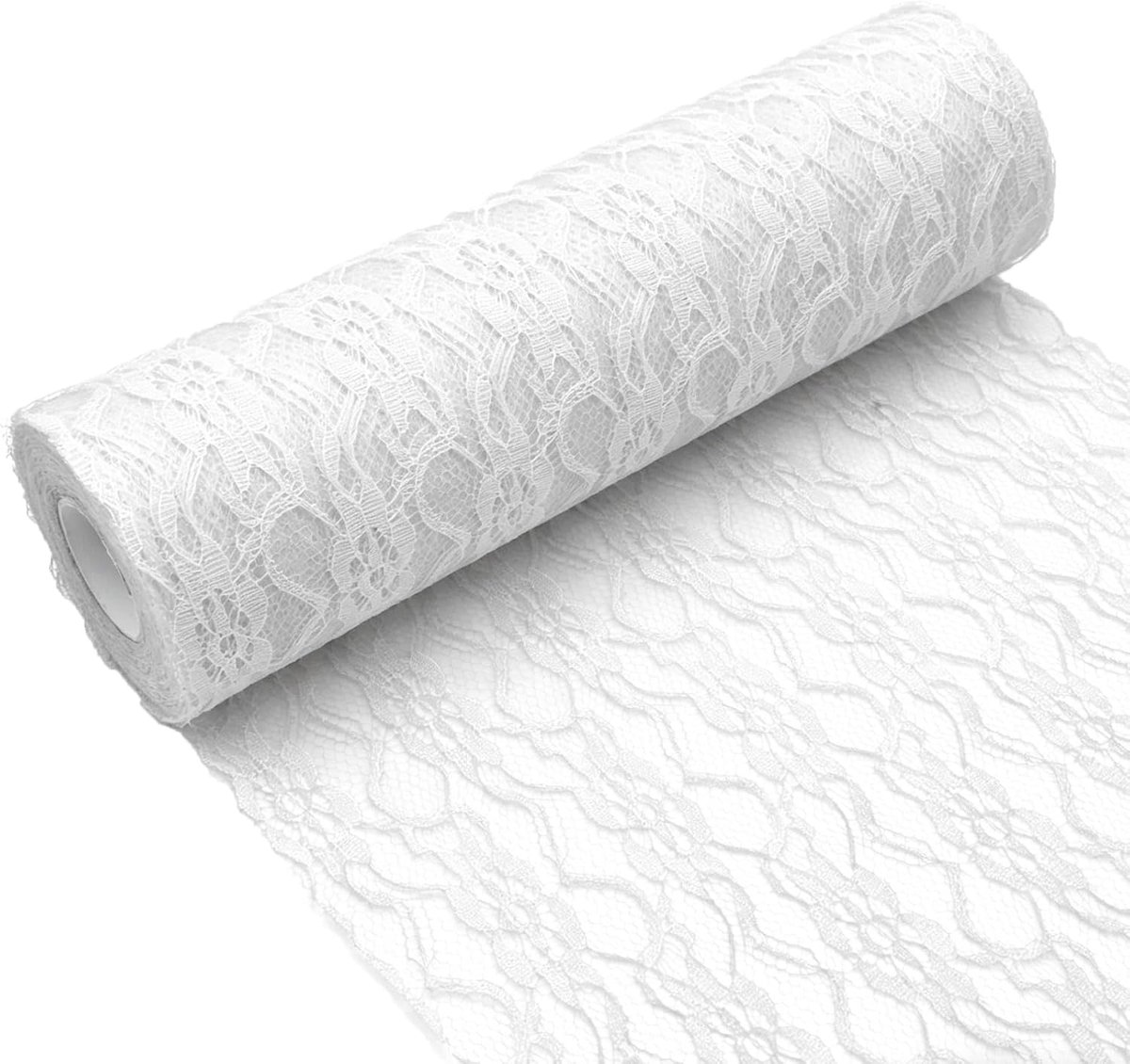 Tafelloper kant wit 30 cm x 25 m tafeldecoratie lint kant stof deco tafelloper voor tafeldecoraties bij speciale gelegenheden zoals bruiloften en doopfeesten