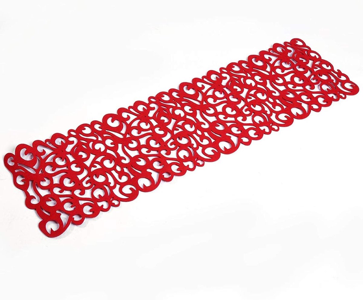 Vilten tafelloper, rechthoekig, hol vilt, tafelloper, tafelkleed, mat, placemats, decoratie voor uw eetkamer, kleur rood