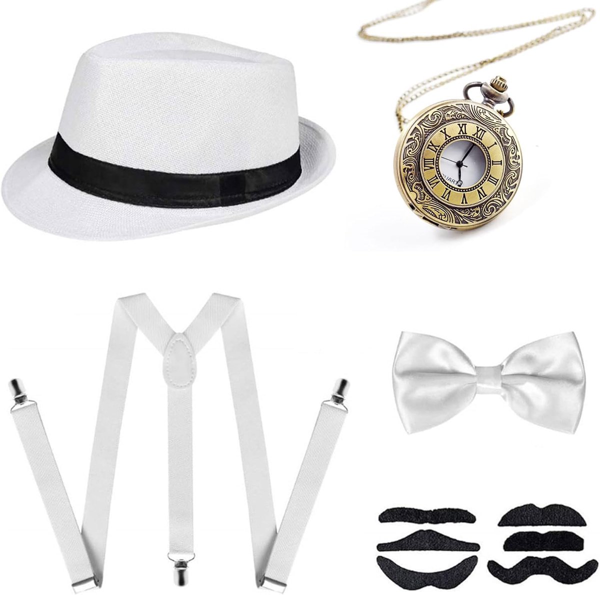 1920 Great Gatsby kostuum accessoires voor mannen, mannen, evenement, bal, feestbenodigdheden, Charleston Pretend Accessoires, jaren 20 mannen fancy dress accessoires, brullende retro gangster
