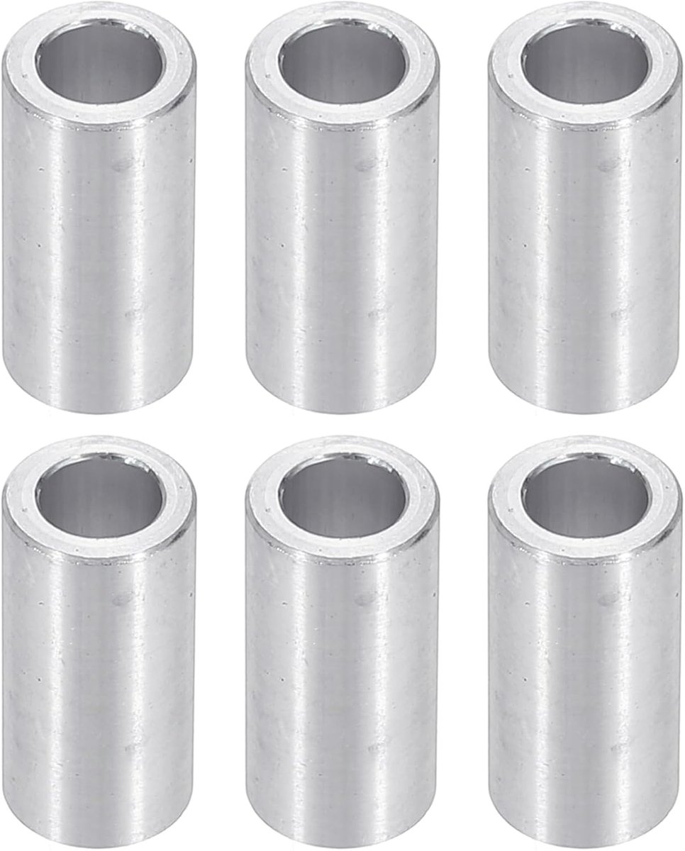M6 Aluminium Spacers, 6 Stks Metalen Spacers Aluminium 6.2mm ID x 10mm OD x 20mm L Aluminium Spacer Schroef Standoff Ronde voor 1/4 of M6 Schroefbouten