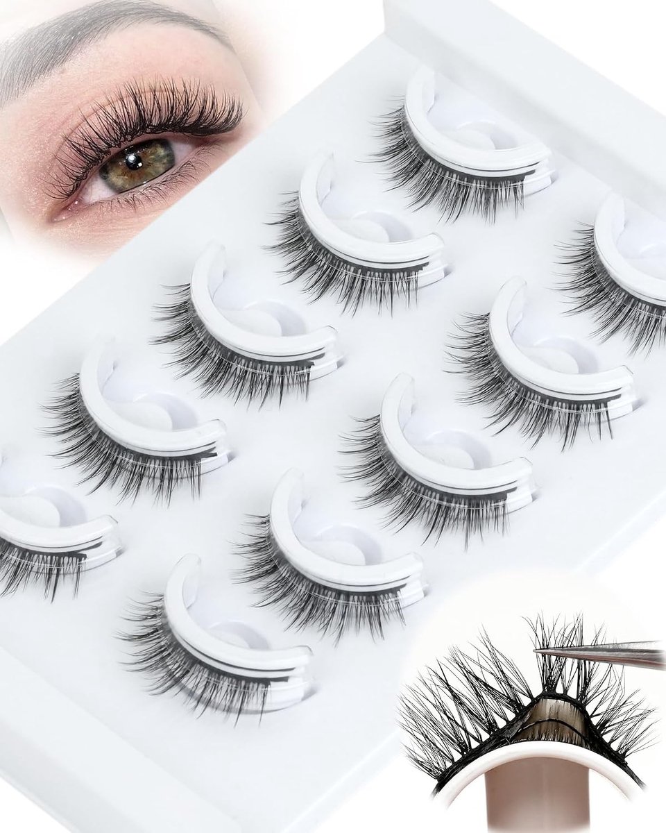 Valse Wimpers Reusable Self Adhesive False Eyelashes Natural Look Glueless Lashes C Curl No Glue Needed Self Adhesive Lashes Short Soft and Comfortable (D02)