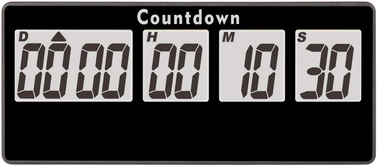 9.999 dagen, digitale countdown-klok, luide alarmen, uitschakelmagneet, adsorptie, stopwatch, timer, vervangbaar, voor gebeurtenisherinnering, bruiloft, vakantie, Kerstmis