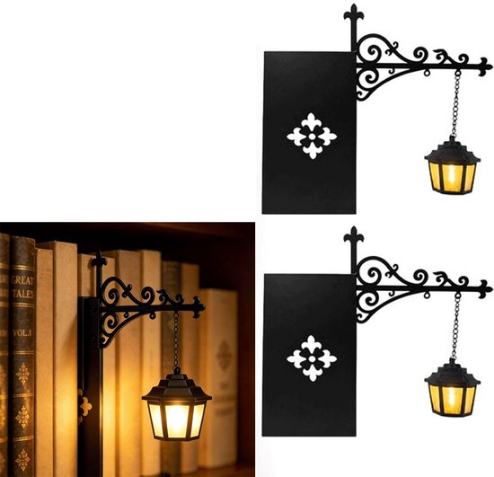 Foto: Boekensteun metaal 2 stuks bibliotheeklantaarn boekenstandaard decoratieve boekenplankverlichting boekenkast leeslampjes antieke led boekenhoeklamp uniek cadeau voor boekenliefhebbers voor leeshoek thuisbibliotheek zwart lantern