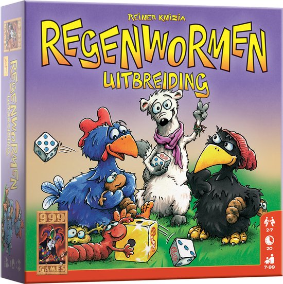 Doos van Regenwormen Uitbreiding met blauwe kip, witte ijsbeer en zwarte kraai.