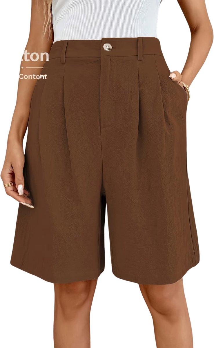 Currero Korte Broek Dames Spijkerbroek Met Zakken Volwassenen Meisjes Shorts Koffie Multicolor