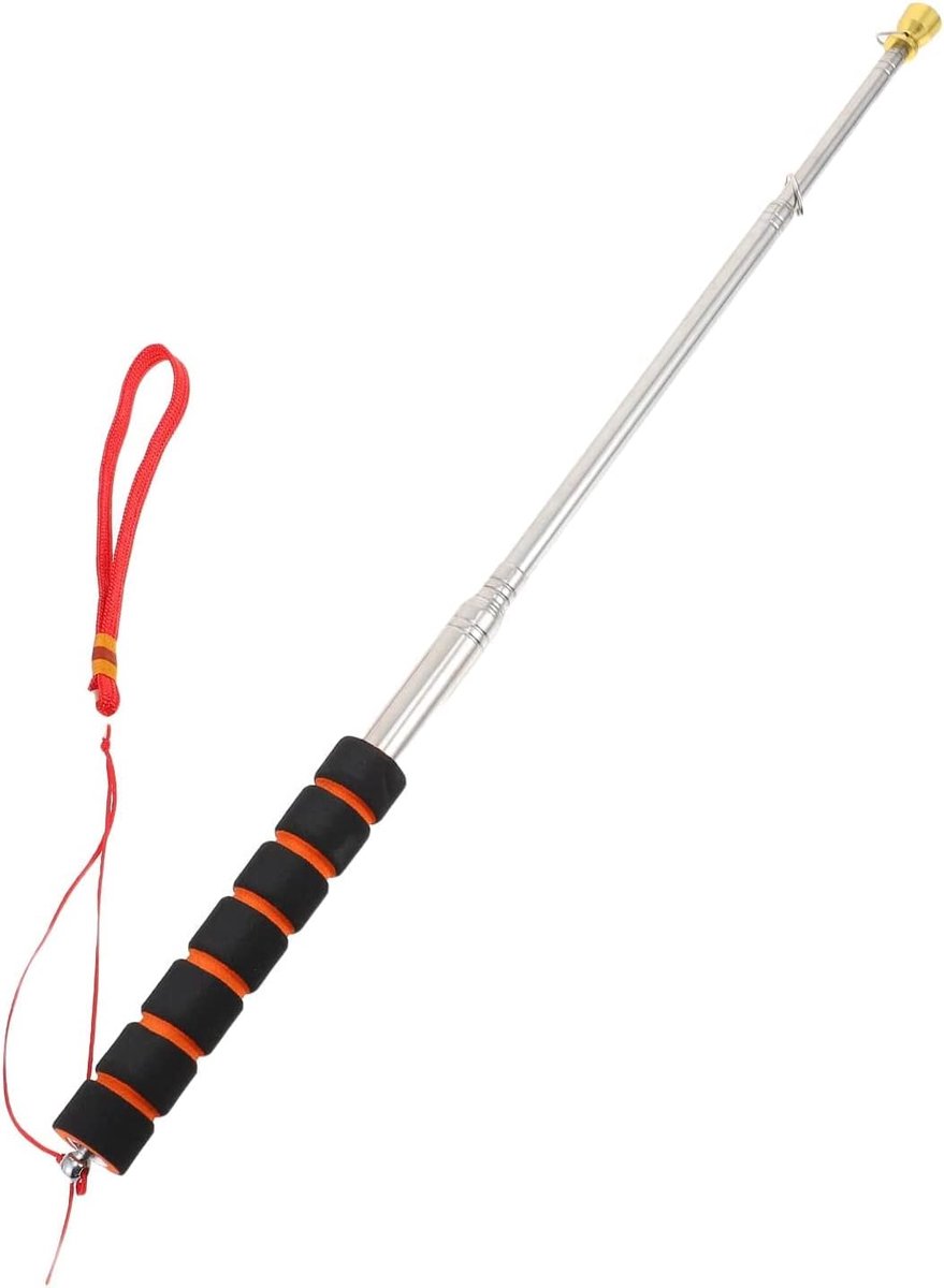 Roestvrijstalen Telescopische Vlaggenmast Duurzaam Draagbaar Handheld Onderwijs Uitschuifbare Gids Vlaggenpaal met Anti-Slip Grip voor Tourgidsen Leraren (32cm)