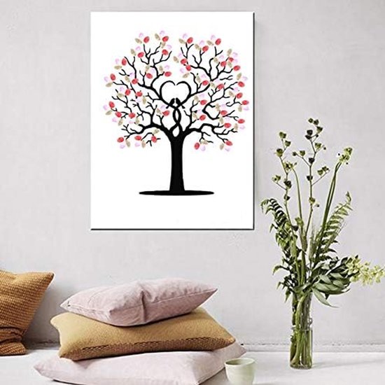 DIY huwelijksvingerafdrukboom canvas handtekening gastenboek met 6 kleuren inkt gast ondertekening poster duim-afdrukboom voor bruiloften verjaardagen 30x40cm liefdesboom — afbeelding 4