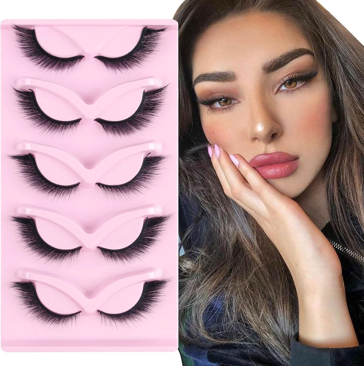 Nepwimpers Fox Eye Lashes 5 Paren Natuurlijke Nepwimpers Kattenoog Fluffy Cat Eye Lashes Zachte Angel Winged Fake Eyelashes