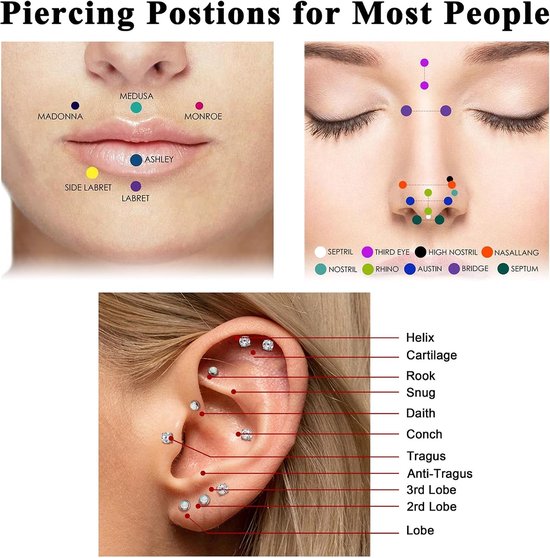 G23 Titanium Lip Piercing Neus Stud 16G 20G Schroefdraad Push In Medusa Piercing CZ Opaal Flat Piercing oor 6/8MM Helix Piercings Zilver Helix Conch Labret Tragus Neus Piercing Sieraden — afbeelding 2