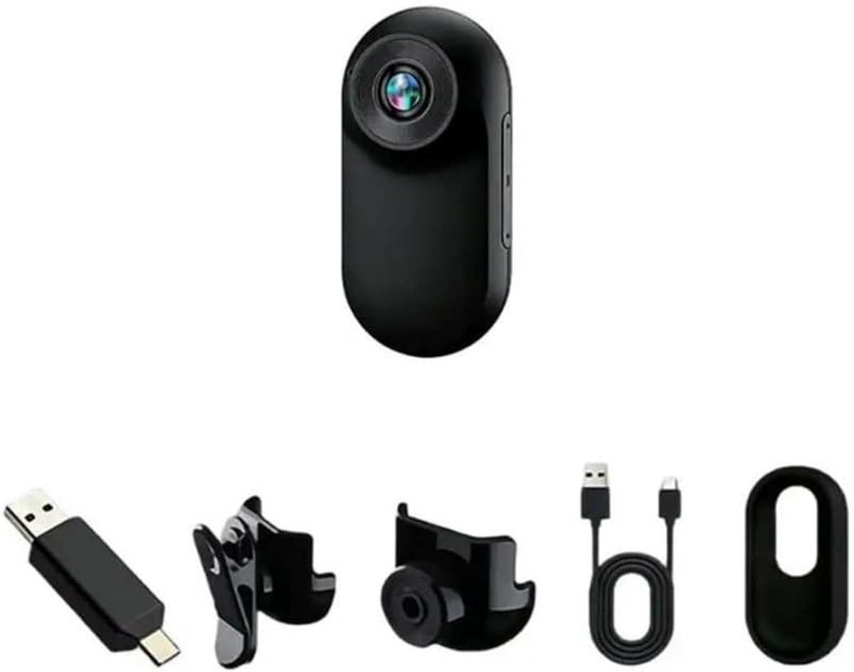 360° Actiecamera, Mini Action Cam 1080P, Magnetische Zak-Duimcamera, Helmcamera, Motorfiets Bodycam, Outdoor Sportcamera met Scherm