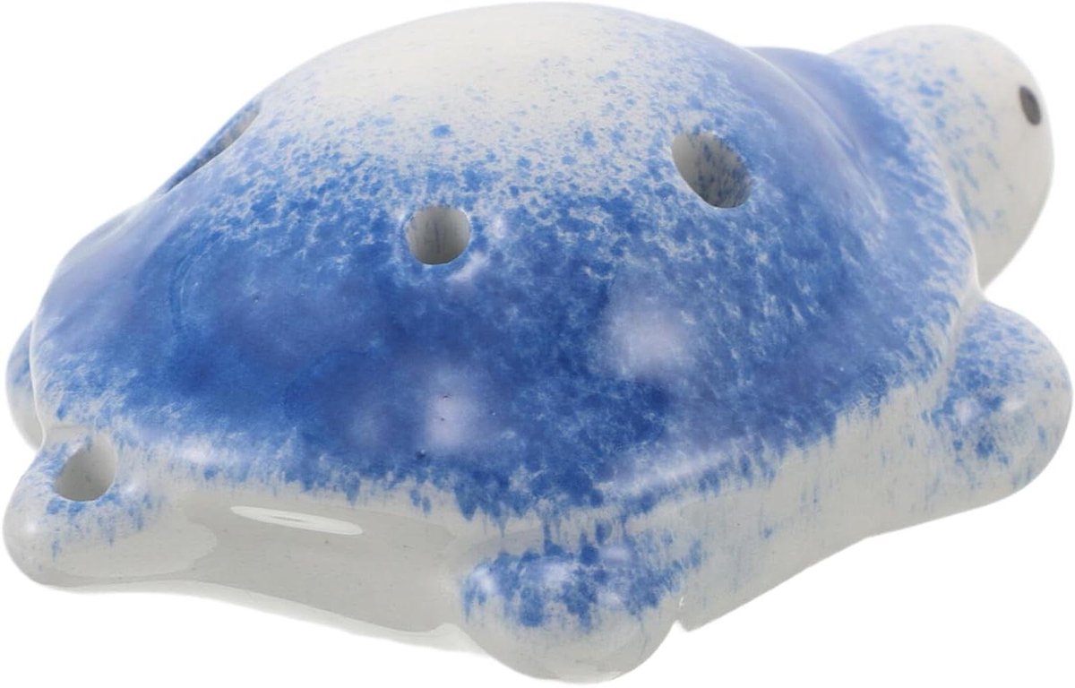 Keramische Ocarina - Mini Fluit - Muziek Leren - Handgemaakt Ontwerp - 8 cm - Marineblauw