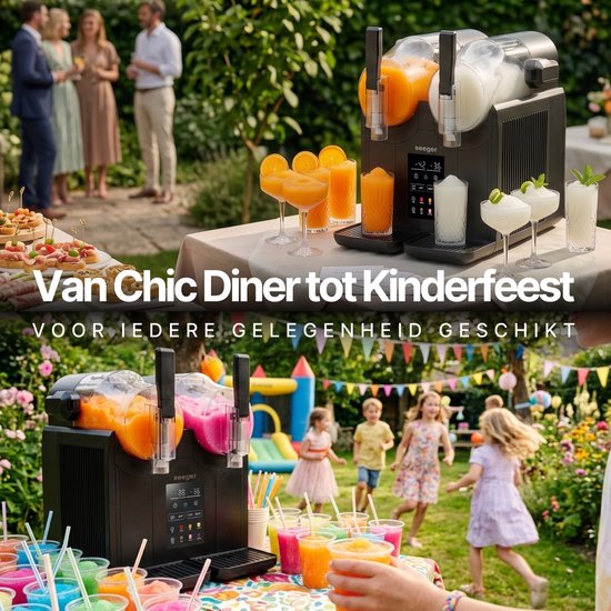 Seeger SuperSlush Twin - Dubbele Slush Machine voor Thuis - 7 Programma's - Geen IJs nodig - Slush Puppy Maker - Slushi, Granita, Frappé, Milkshakes en meer - Zelfreinigingsmodus - Zwart van Seeger — afbeelding 2